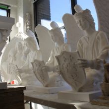 cathedra angels in plaster studio before installation